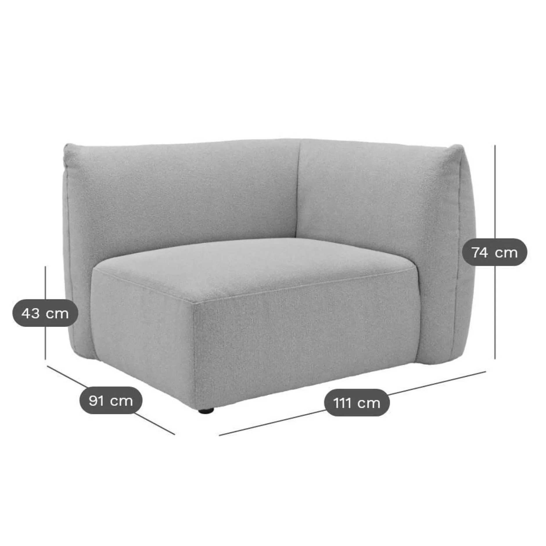 Canapés Modulables>Camif Angle droit pour canapé modulable tissu Pixel - Vert Mousse