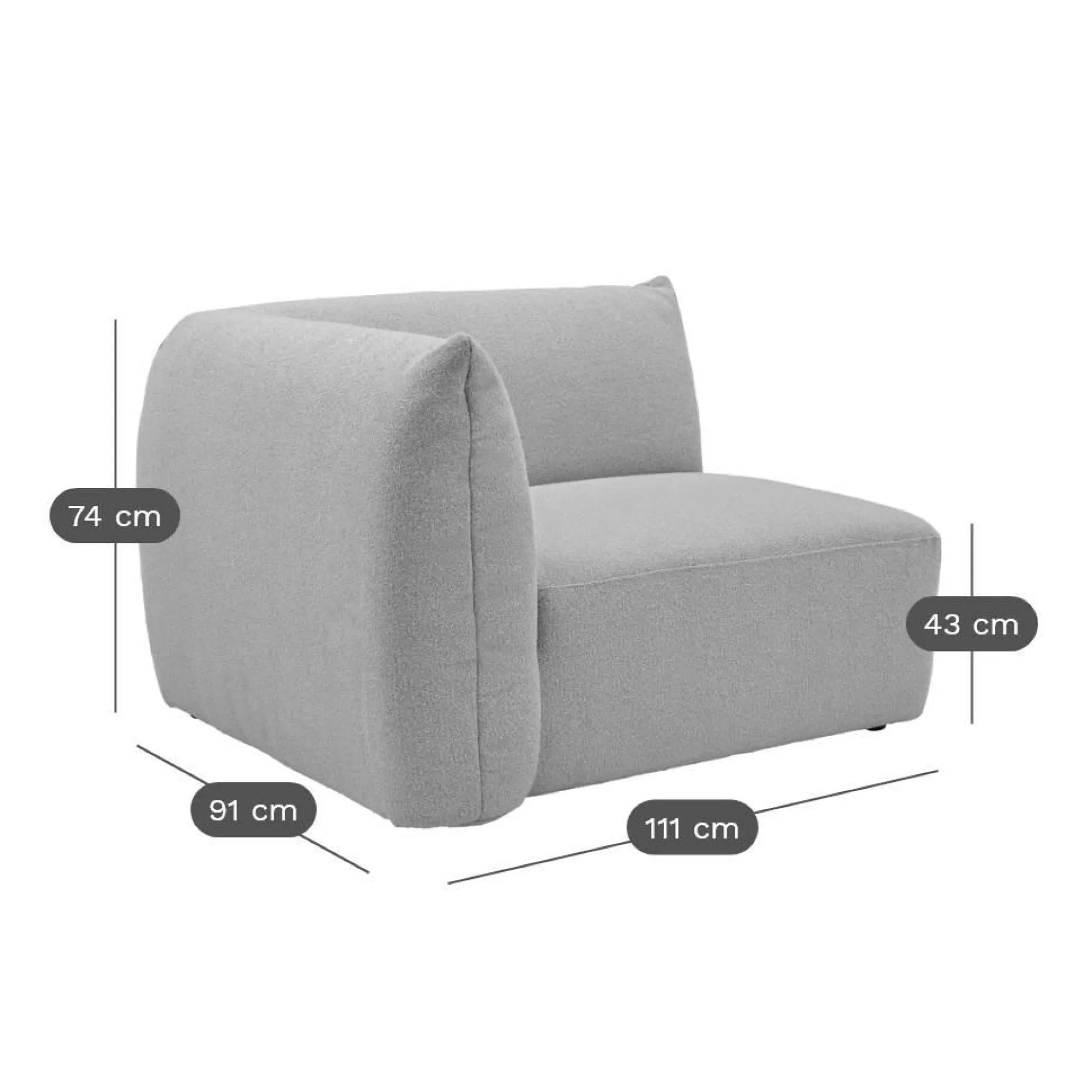 Canapés Modulables>Camif Angle gauche pour canapé modulable tissu Pixel - Vert Mousse