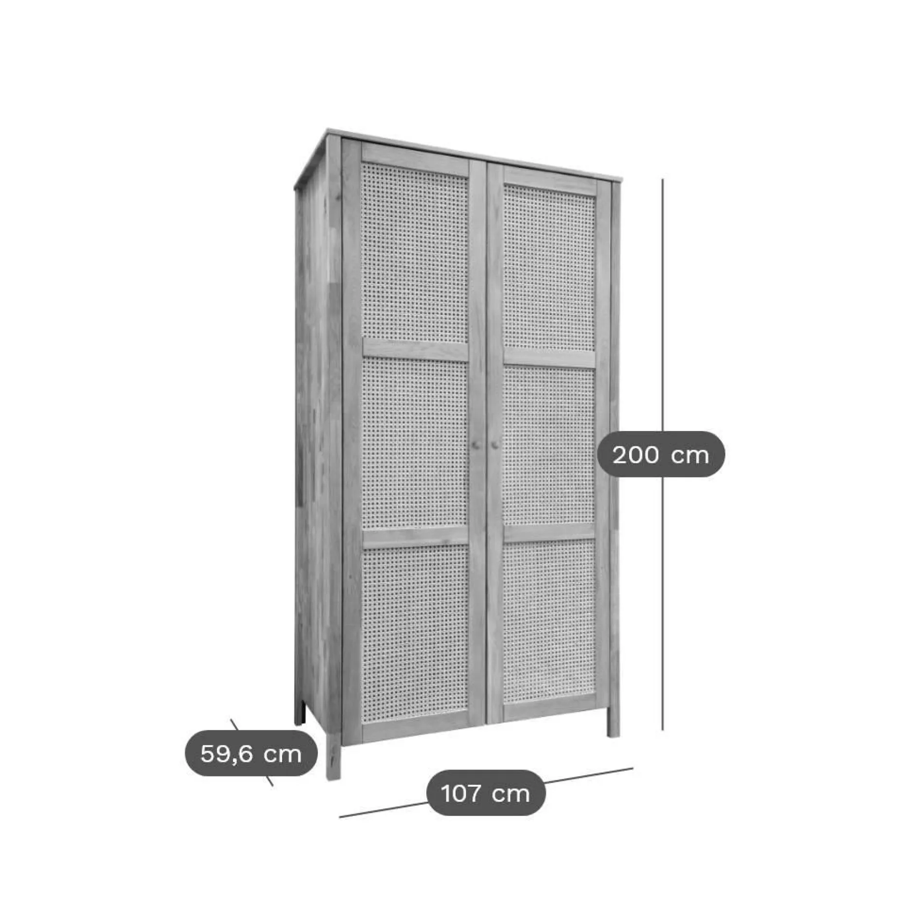 Armoires|Armoires Et Dressing>Camif Armoire chêne massif 2 portes Capucine