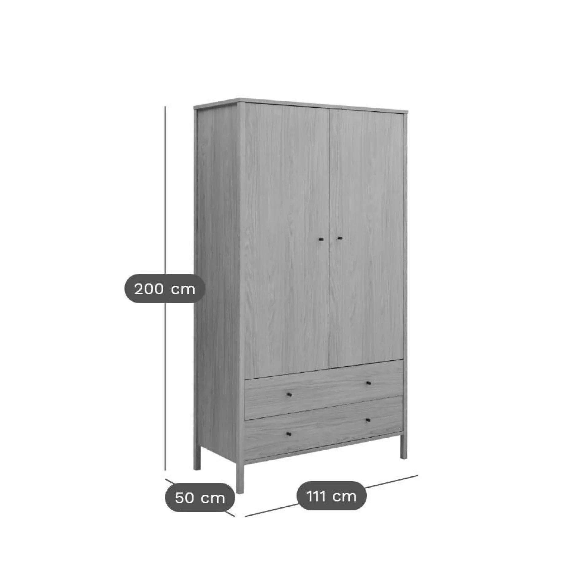 Armoires|Armoires Et Dressing>Camif Armoire décor bois 2 portes 2 tiroirs Simon