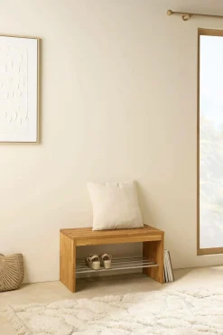 Meubles D'Entrée>Camif Banc à chaussures bois massif 1 place Cyriel - Chêne Massif