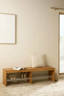 Meubles D'Entrée>Camif Banc à chaussures bois massif 3 places Cyriel - Chêne Massif