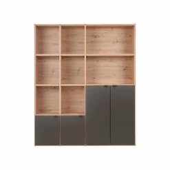 Bibliothèques>Camif Bibliothèque 4 portes moyenne version Marlone - Carbone
