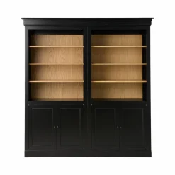 Bibliothèques>Camif Bibliothèque bois massif 4 portes Embellie - Noir