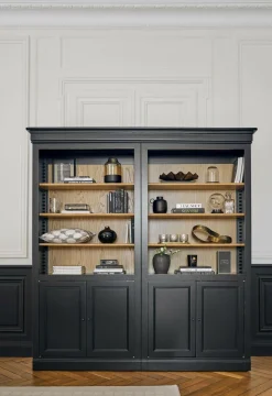 Bibliothèques>Camif Bibliothèque bois massif 4 portes Embellie - Noir