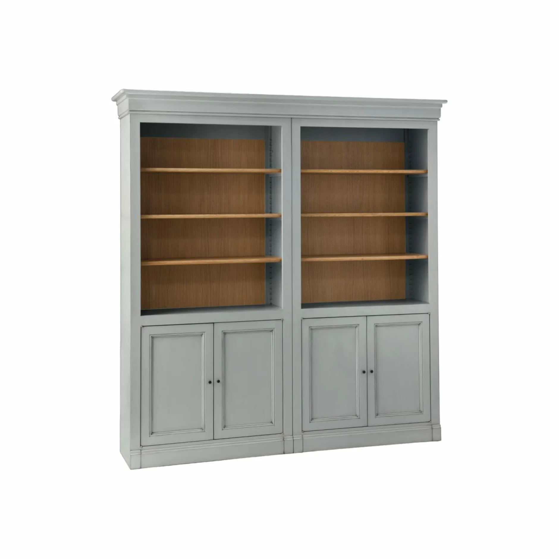 Bibliothèques>Camif Bibliothèque bois massif 4 portes Embellie - Gris