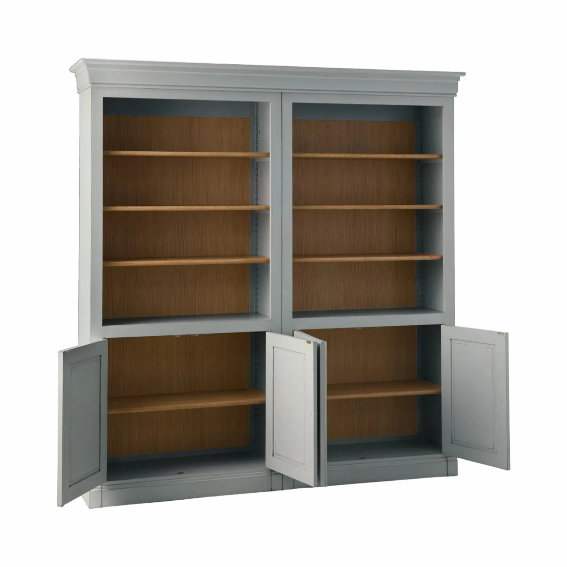 Bibliothèques>Camif Bibliothèque bois massif 4 portes Embellie - Gris