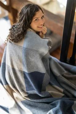 Plaids|Plaids>Camif BIEDERLACK Couverture coton Cody - - 150 x 200 cm Bleu