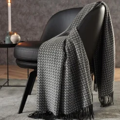 Plaids|Plaids>Camif BIEDERLACK Plaid cachemire et laine Barbara - Anthracite