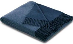 Plaids|Plaids>Camif BIEDERLACK Plaid laine et cachemire Clarence - - 130 x 170 cm Bleu Jean