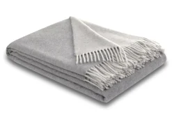 Plaids|Plaids>Camif BIEDERLACK Plaid laine et cachemire Clarence - - 130 x 170 cm Gris/Perle