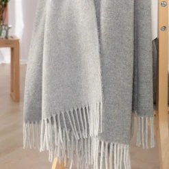 Plaids|Plaids>Camif BIEDERLACK Plaid laine et cachemire Clarence - - 130 x 170 cm Gris/Perle