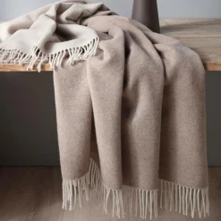 Plaids|Plaids>Camif BIEDERLACK Plaid laine et cachemire Clarence - - 130 x 170 cm Nature/Sable