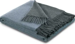 Plaids|Plaids>Camif BIEDERLACK Plaid laine et cachemire Clarence - - 130 x 170 cm Bleu/Gris