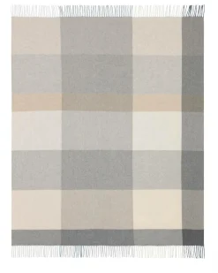 Plaids|Plaids>Camif BIEDERLACK Plaid laine et cachemire à carreaux Clarence - - 130 x 170 cm Gris/Beige
