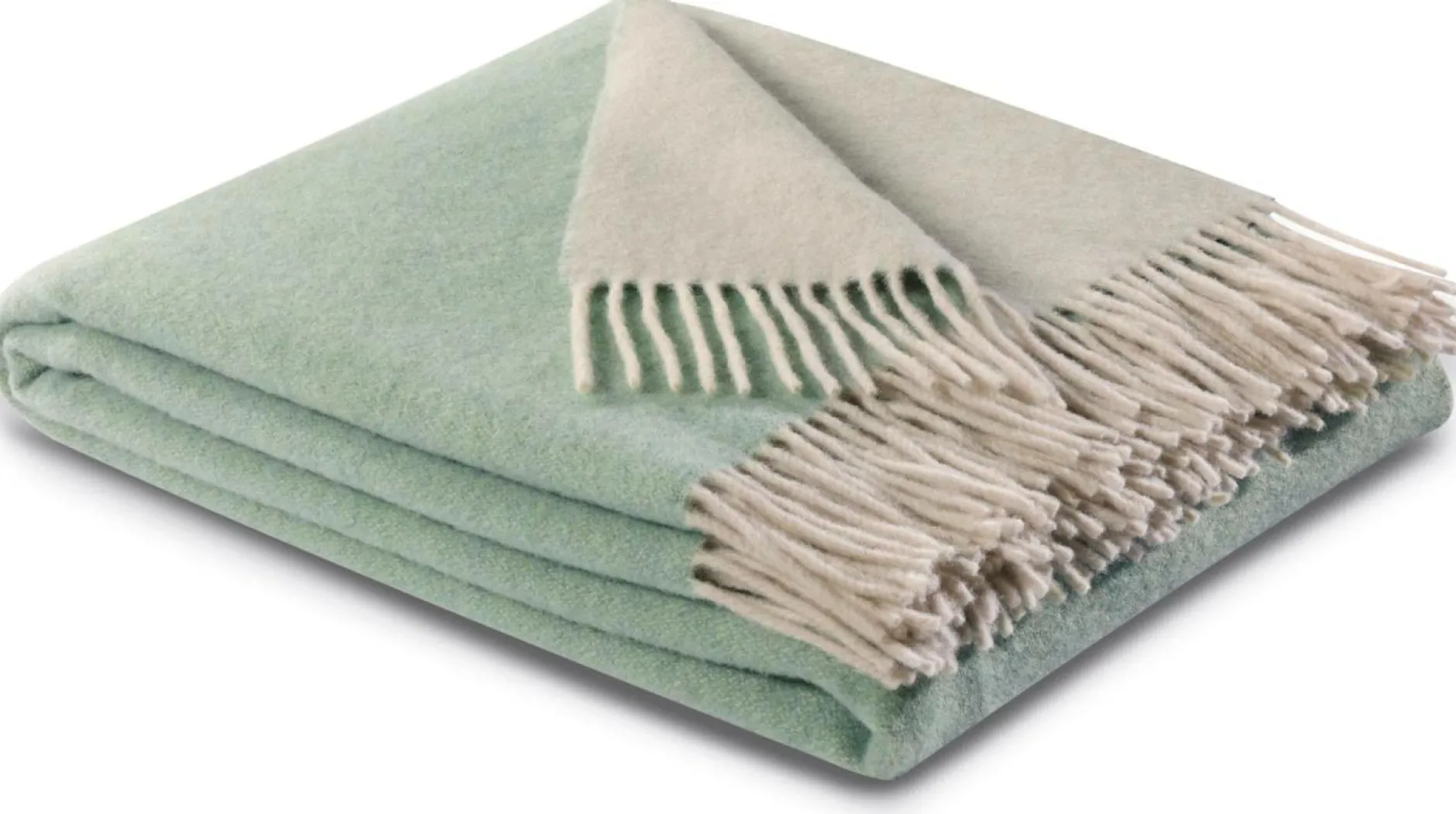 Plaids|Plaids>Camif BIEDERLACK Plaid laine et cachemire Clarence - - 130 x 170 cm Céladon/Crème
