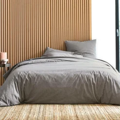 Draps Housse>Camif BLANC DES VOSGES Drap housse coton bio et recyclé Ressources - - 140 x 200 cm Anthracite