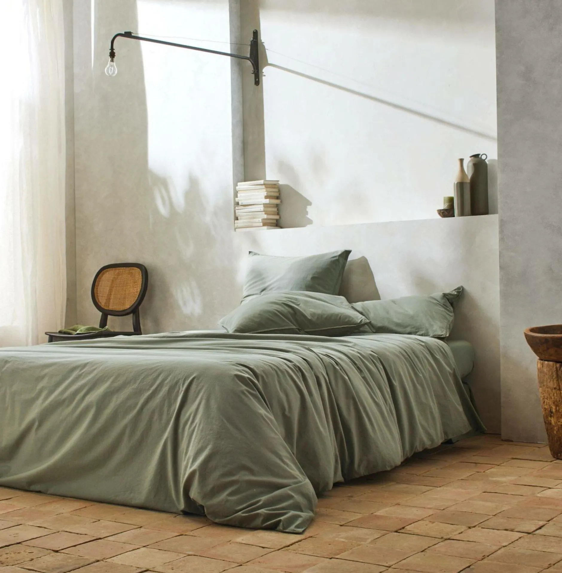 Draps Housse>Camif BLANC DES VOSGES Drap housse percale lavée Bohème - - 140 x 190 cm Toundra