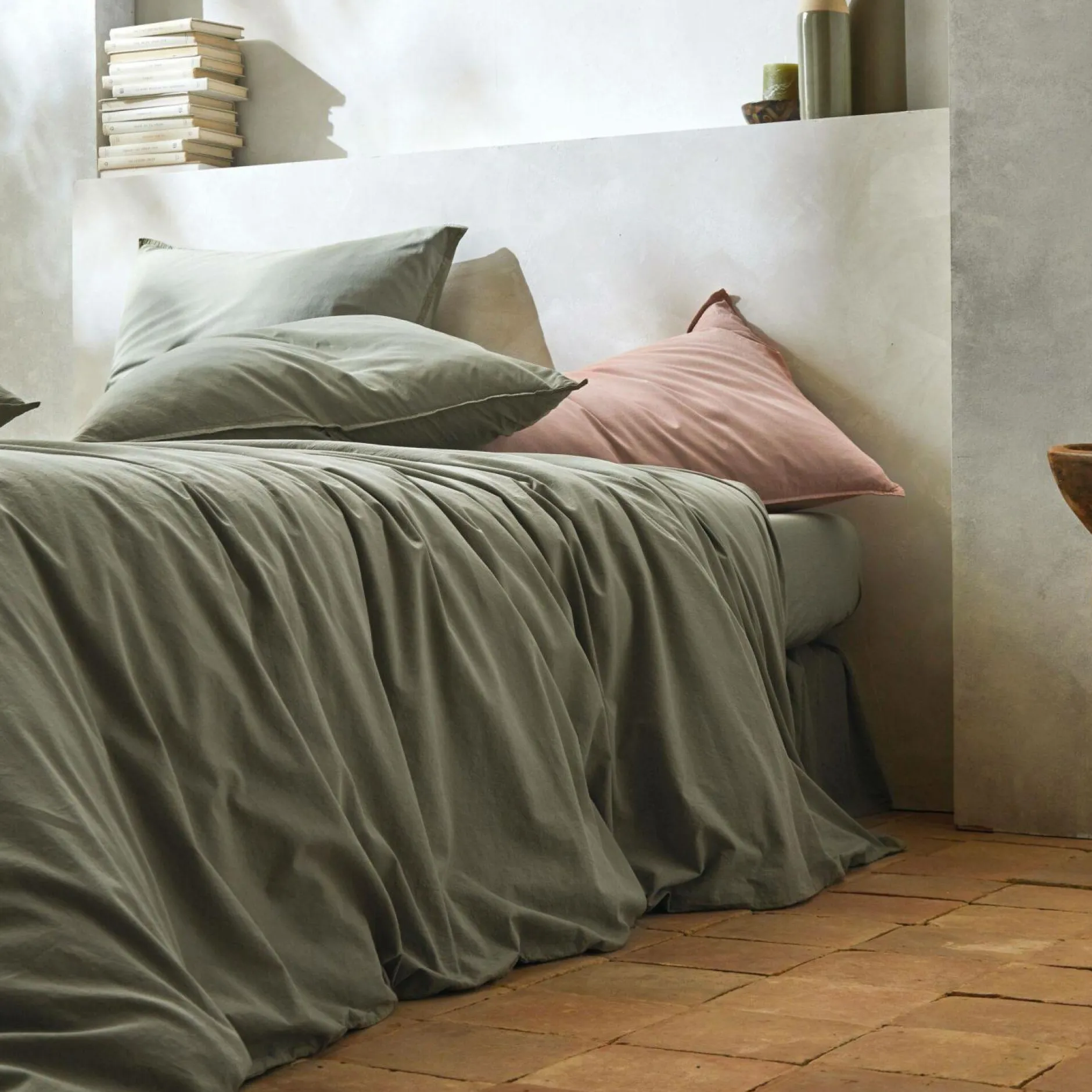Draps Housse>Camif BLANC DES VOSGES Drap housse percale lavée Bohème - - 140 x 190 cm Toundra