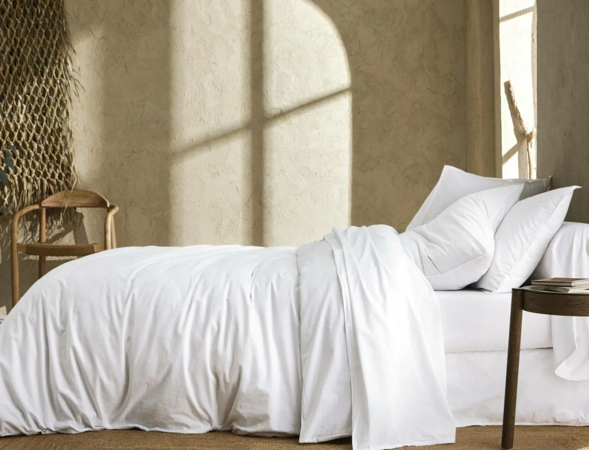 Draps Housse>Camif DES VOSGES Drap housse percale lavée Bohème - - 140 x 190 cm Blanc