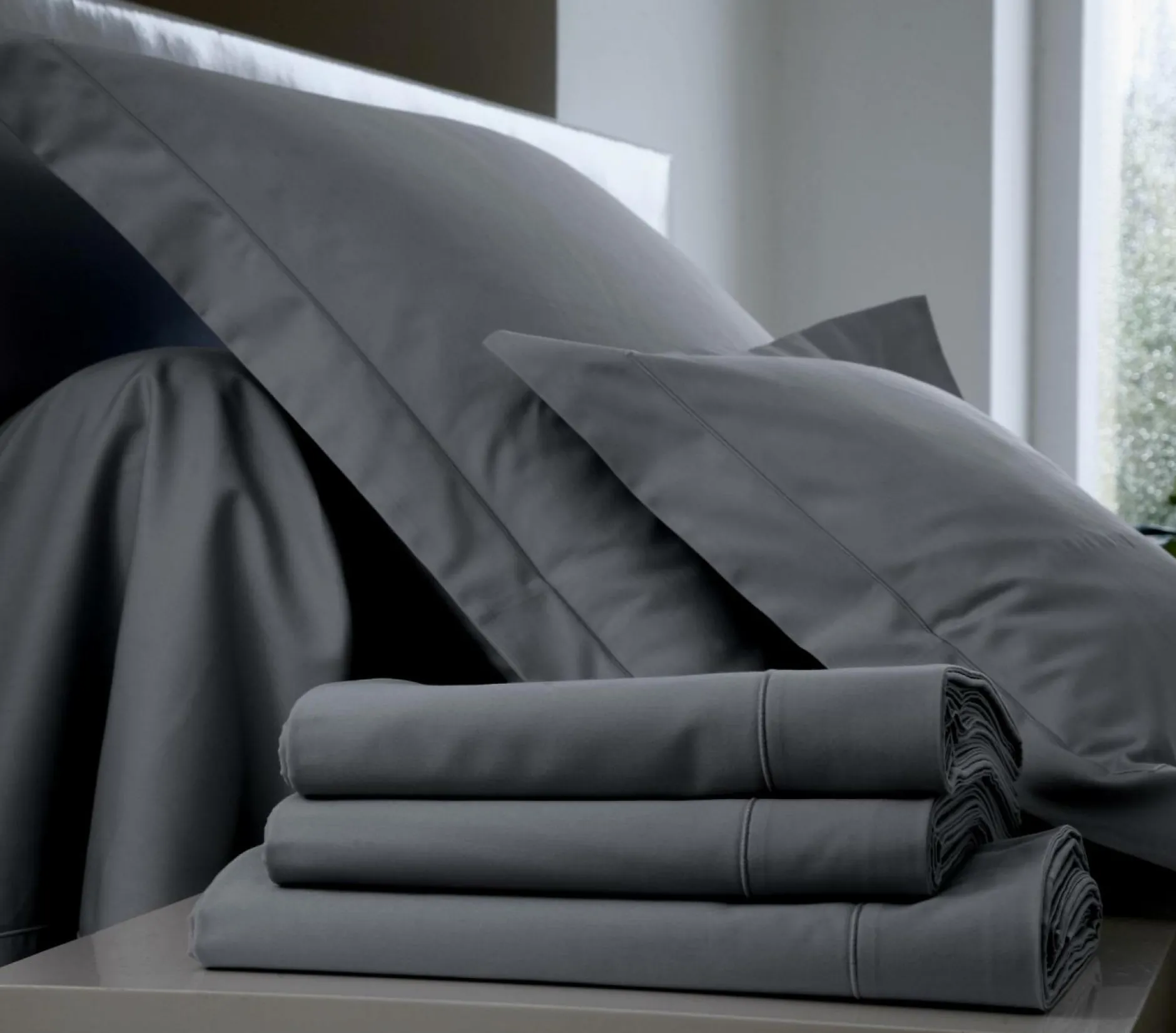 Draps>Camif BLANC DES VOSGES Drap Percale Easy - - 180 x 290 cm Acier