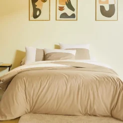 Housses De Couette>Camif BLANC DES VOSGES Housse de couette bicolore percale, Duo - - 260 x 240 cm Chanvre