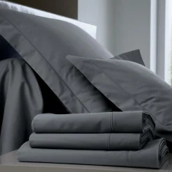 Housses De Couette>Camif BLANC DES VOSGES Housse de couette Percale Easy - - 280 x 240 cm Acier