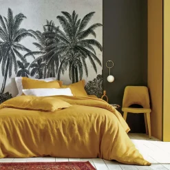 Housses De Couette>Camif BLANC DES VOSGES Housse de couette 100% lin lavé, Louxor - - 260 x 240 cm Curry