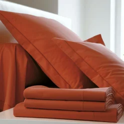 Taies D'Oreiller>Camif BLANC DES VOSGES Taie de traversin Percale Easy - - Taie de traversin 45 x 190 cm Terracotta