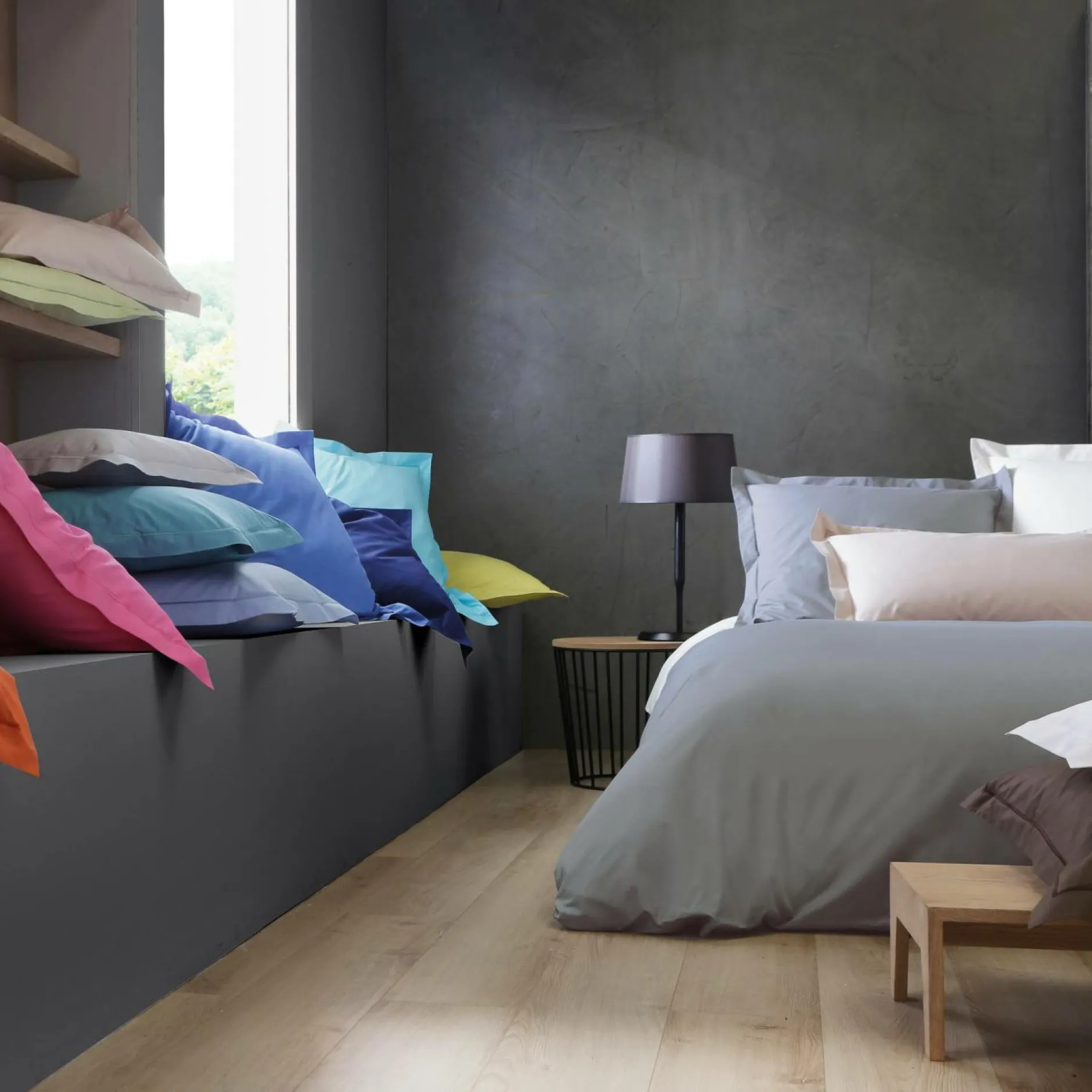 Taies D'Oreiller>Camif BLANC DES VOSGES Taie d'oreiller Percale Easy - - Taie d'oreiller 65 x 65 cm Lin