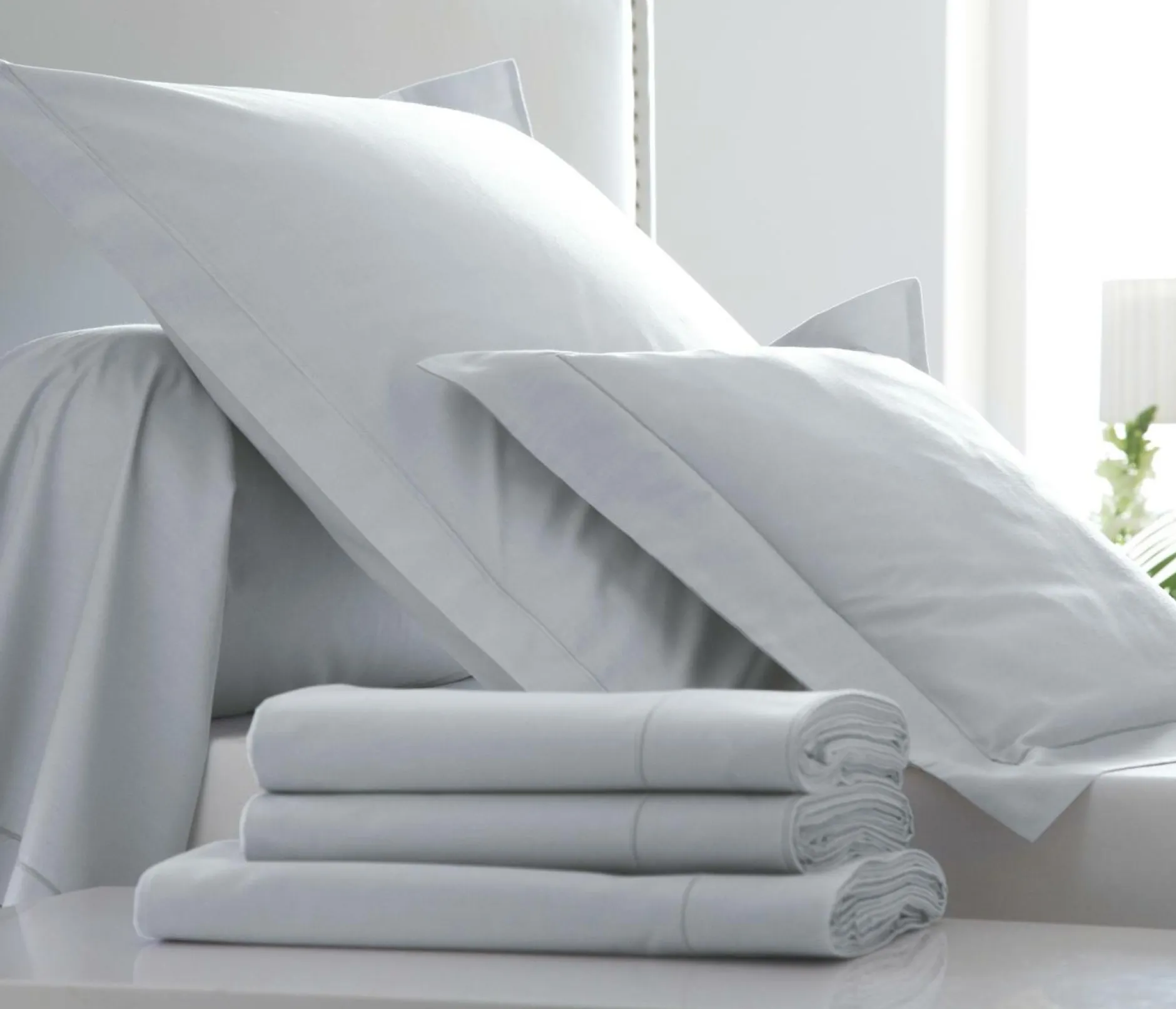 Taies D'Oreiller>Camif BLANC DES VOSGES Taie d'oreiller Percale Easy - - Taie d'oreiller 65 x 65 cm Platine