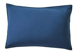 Taies D'Oreiller>Camif BLANC DES VOSGES Taie d'oreiller percale lavée Bohème - - Taie d'oreiller 50 x 75 cm Indigo
