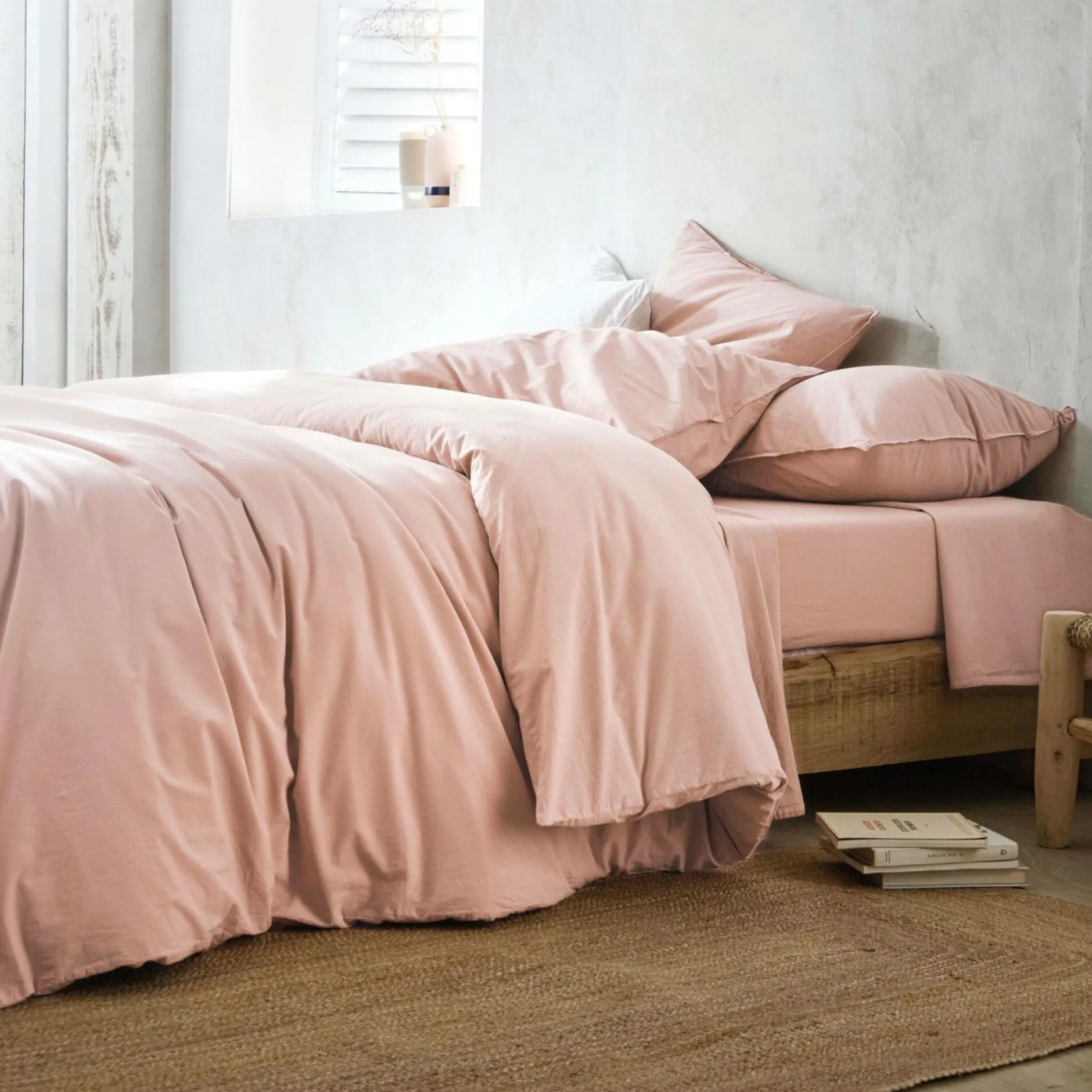 Taies D'Oreiller>Camif BLANC DES VOSGES Taie d'oreiller percale lavée Bohème - - Taie d'oreiller 50 x 75 cm Nacre