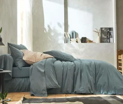 Taies D'Oreiller>Camif BLANC DES VOSGES Taie d'oreiller percale lavée Bohème - - Taie d'oreiller 50 x 75 cm Orage