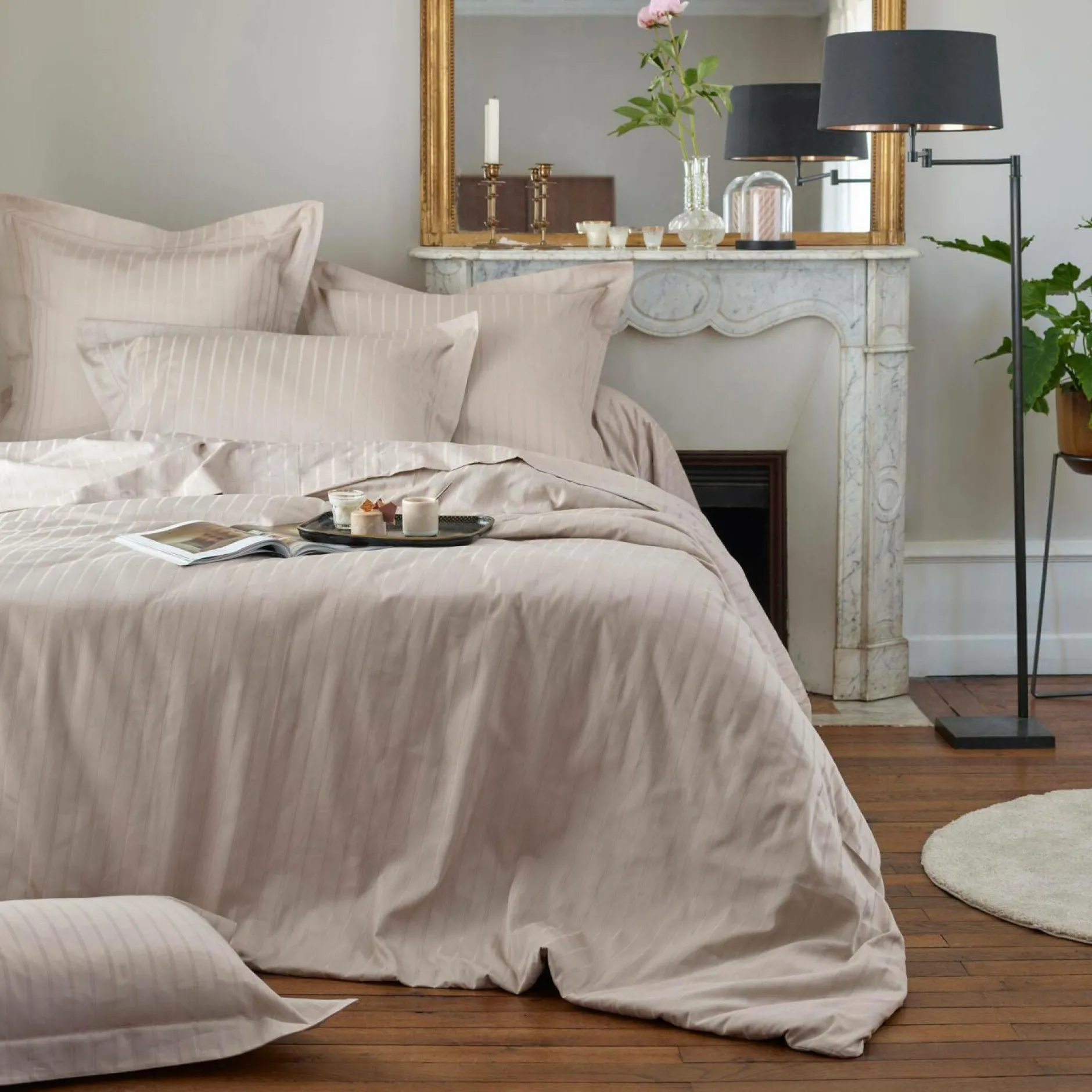 Taies D'Oreiller>Camif BLANC DES VOSGES Taie d'oreiller satin Divine - - Taie d'oreiller 50 x 73 cm Chanvre