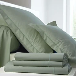 Taies D'Oreiller>Camif BLANC DES VOSGES Taie d'oreiller Percale Easy - - Taie d'oreiller 65 x 65 cm Sauge