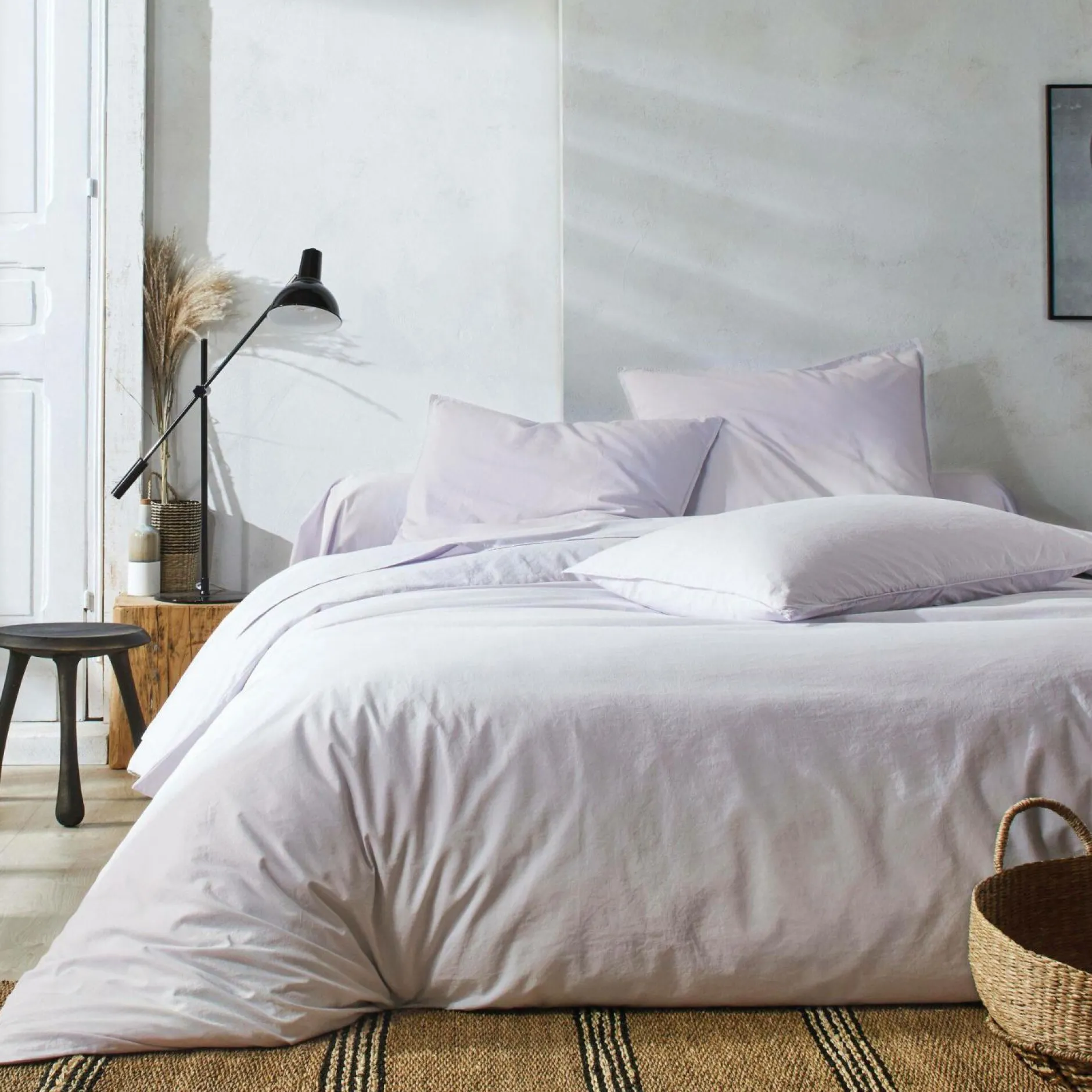 Taies D'Oreiller>Camif BLANC DES VOSGES Taie d'oreiller percale lavée Bohème - - Taie d'oreiller 50 x 75 cm Perle
