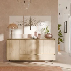 Buffets>Camif Buffet 4 portes 1 tiroir décor bois Gustavo - Chêne naturel