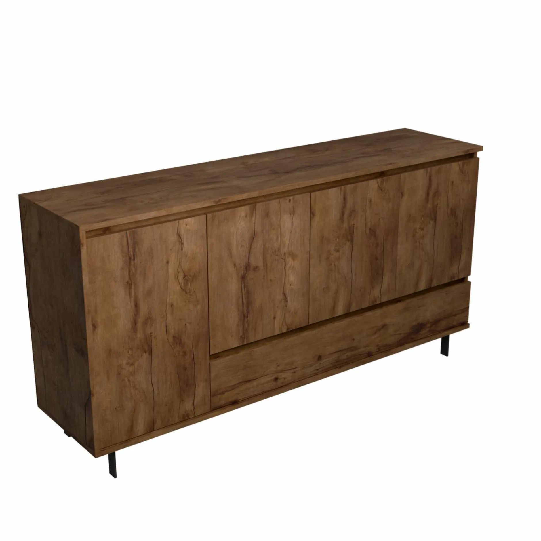 Buffets>Camif Buffet 4 portes 1 tiroir décor bois Gustavo - Noyer