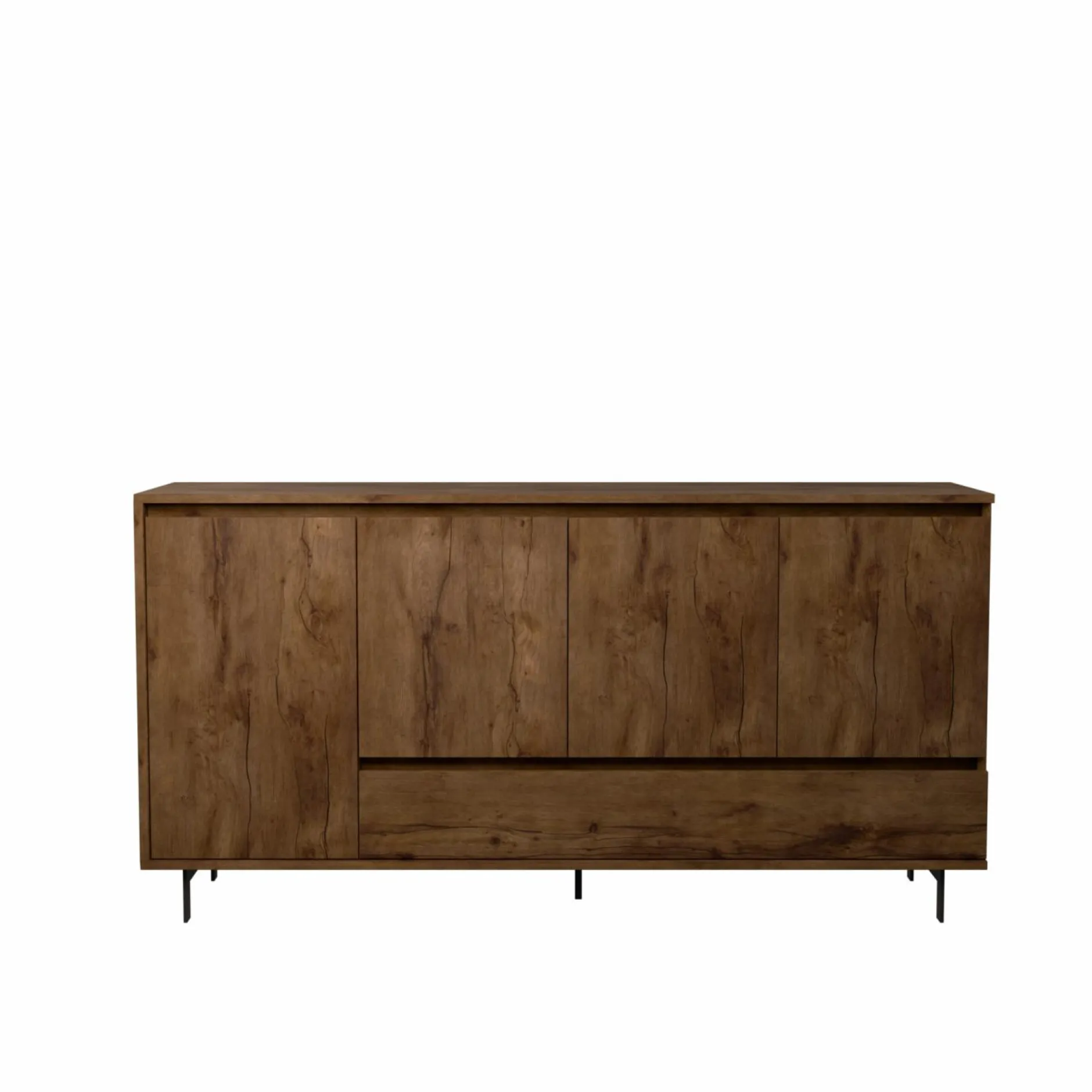 Buffets>Camif Buffet 4 portes 1 tiroir décor bois Gustavo - Noyer