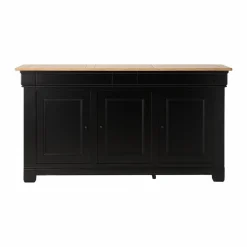 Buffets>Camif Buffet bois massif 3 portes 3 tiroirs Embellie - Noir