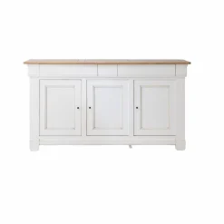 Buffets>Camif Buffet bois massif 3 portes 3 tiroirs Embellie - Blanc
