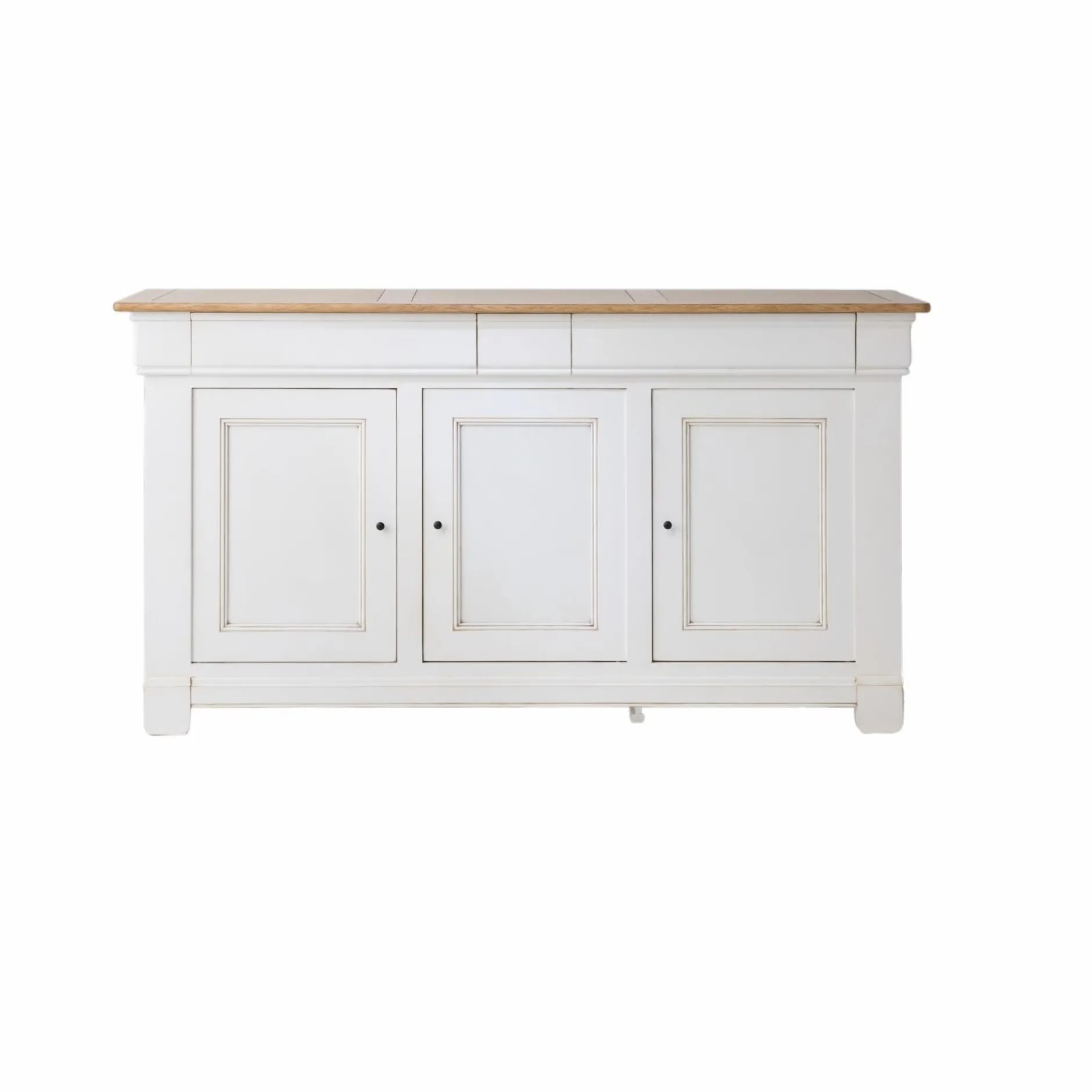 Buffets>Camif Buffet bois massif 3 portes 3 tiroirs Embellie - Blanc
