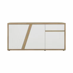 Buffets>Camif Buffet décor bois et blanc 3 portes 1 tiroir Gustave