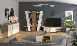 Buffets>Camif Buffet décor bois et blanc 3 portes 1 tiroir Gustave