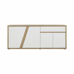Buffets>Camif Buffet décor bois et blanc 4 portes 1 tiroir Gustave