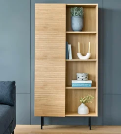 Buffets>Camif Buffet haut 1 porte bois pieds métal Alex