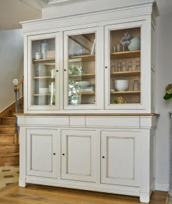 Meubles Vitrines>Camif Buffet vaisselier bois massif 6 portes 3 tiroirs Embellie - Blanc