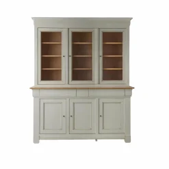 Meubles Vitrines>Camif Buffet vaisselier bois massif 6 portes 3 tiroirs Embellie - Grège