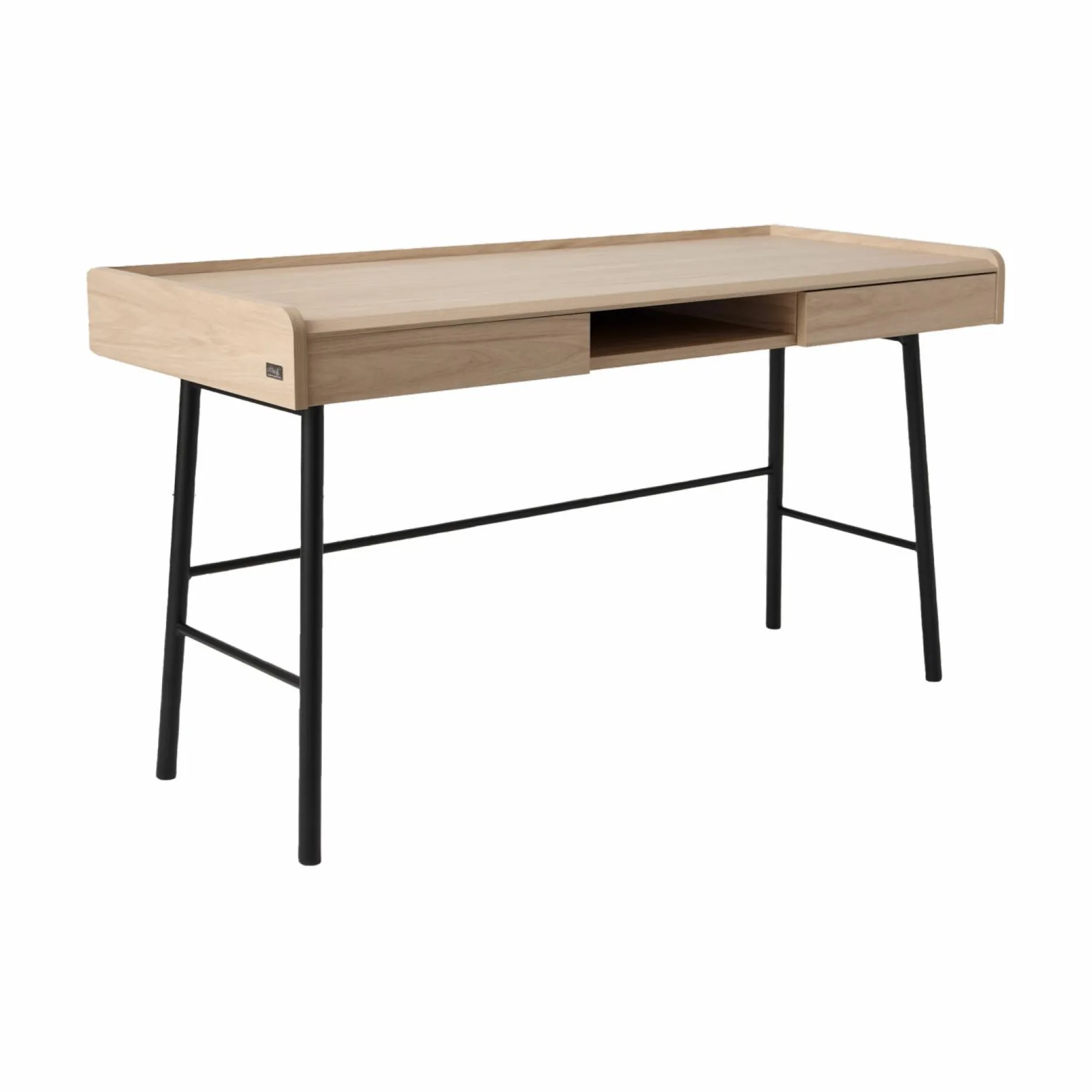 Bureaux>Camif Bureau décor bois pieds métal 2 tiroirs Mila